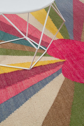 Alfombra de lana Kilim Hippie Des.1 - Verde oscuro