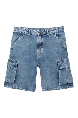 Bermuda cargo en jean - Bleu marine