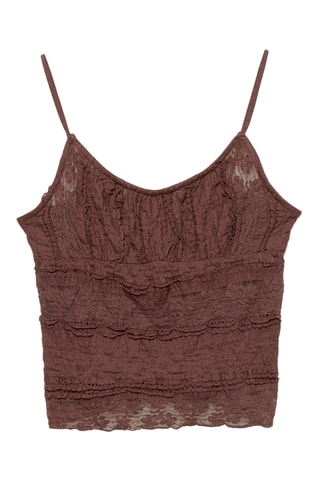 Top en dentelle - Marron