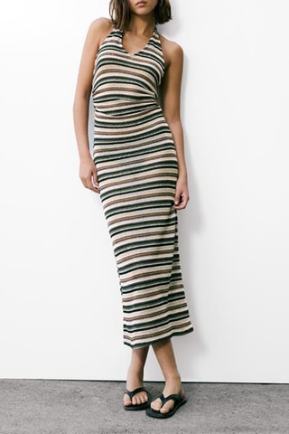 Robe midi - Beige et marron