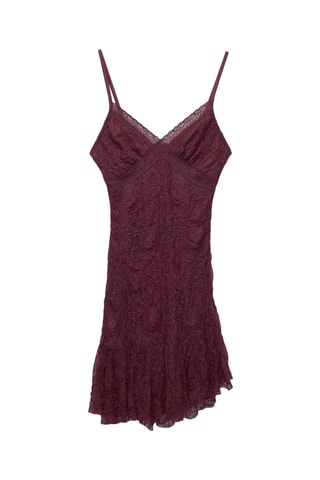 Robe droite en dentelle - Bordeaux
