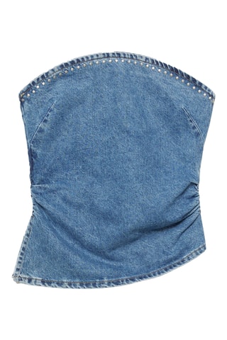 Top bustier en jean - Bleu clair