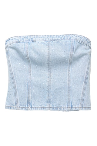 Top bustier en jean - Bleu clair