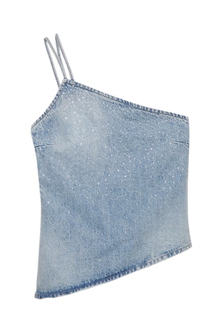 Top asymétrique en jean - Bleu clair
