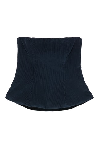 Top bustier en velours - Bleu pétrole