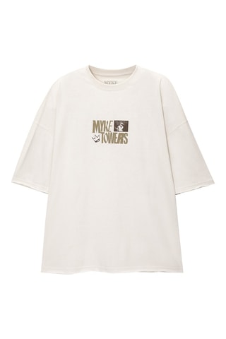 T-shirt Myke Towers - Blanc cassé