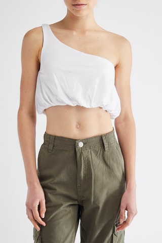 Crop top asymétrique - Blanc