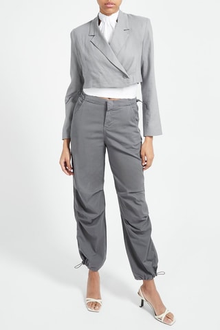 Blazer court en lin Gris clair