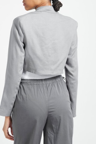 Blazer court en lin Gris clair