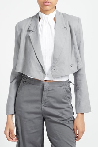 Blazer court en lin Gris clair