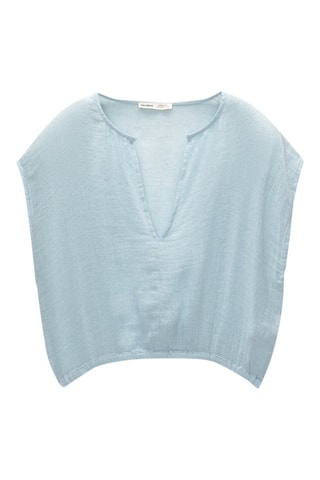 Top en lin - Bleu clair