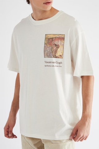 T-shirt Autoportrait au chapeau de feutre gris Vincent Van Gogh - Blanc