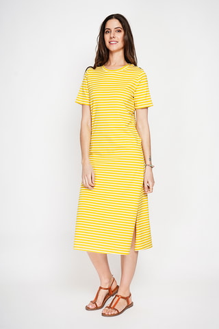 Vestido midi de lino - Amarillo