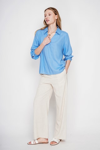 Linnen Top - Blauw