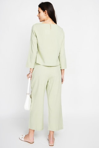Top y pantalón de lino - Verde