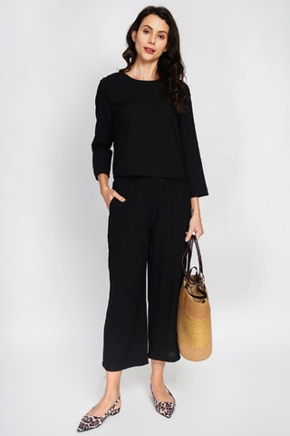 Top y pantalón de lino - Negro
