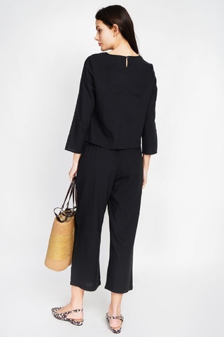 Top y pantalón de lino - Negro