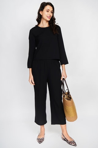 Top y pantalón de lino - Negro