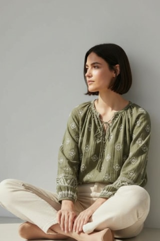 Blusa de lino - Caqui