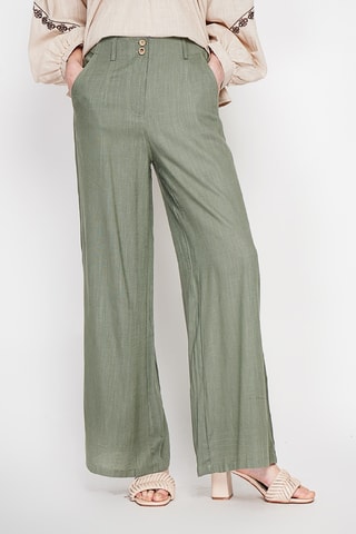 Pantalón ancho de lino - Caqui