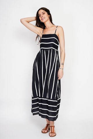 Vestido largo de lino - Negro
