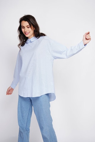 Blusa de lino - Blanco y azul
