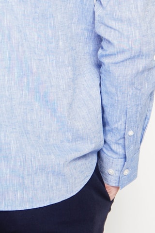 Camisa slim fit de lino - Azul