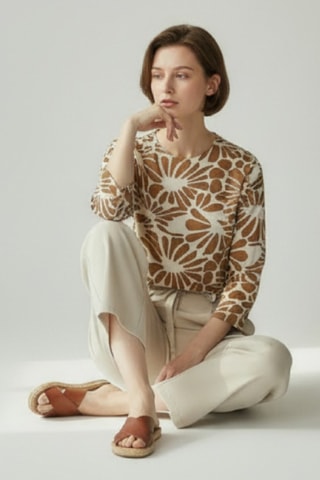 Top de lino - Camel