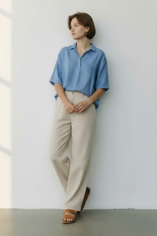 Linnen Top - Blauw