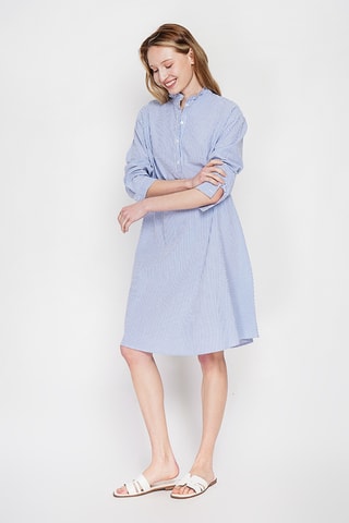 Vestido trapecio de lino - Azul marino