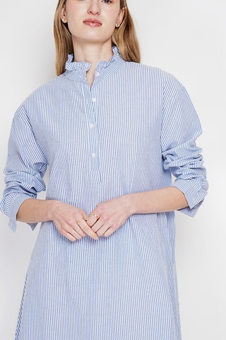 Vestido trapecio de lino - Azul marino