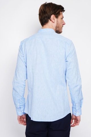Camisa slim fit de lino - Azul