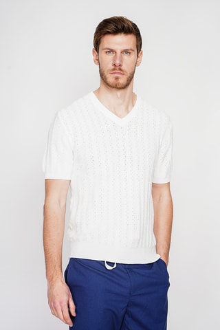Camiseta de algodón orgánico y lino - Blanco