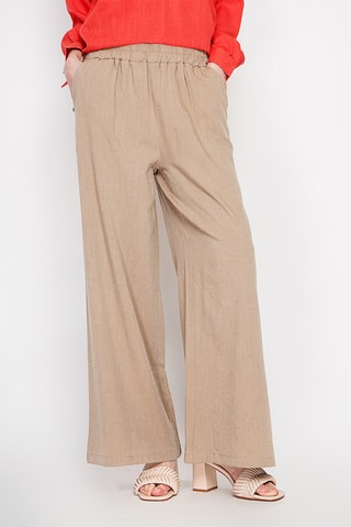 Pantalón de lino de tiro alto - Camel