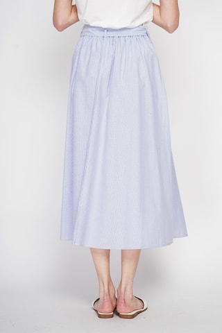 Falda midi de lino - Azul marino