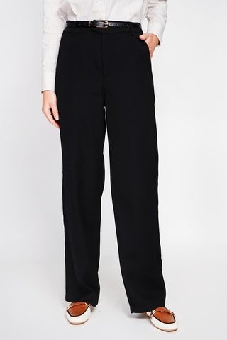 Pantalón recto de tiro alto - Negro