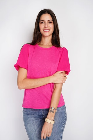 Camiseta de lino - Fucsia