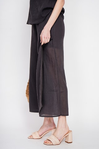 Pantalón de lino de tiro alto - Negro