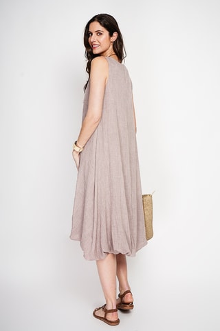 Vestido globo de lino - Beige