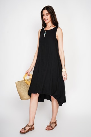 Vestido globo de lino - Negro