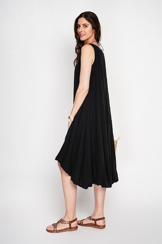 Vestido globo de lino - Negro