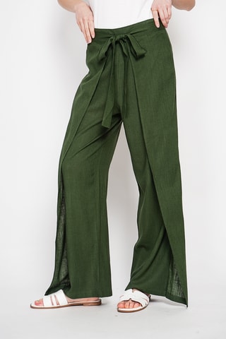 Pantalon portefeuille en lin - Kaki