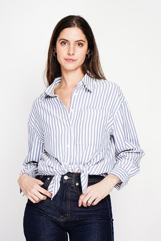 Oversized Linnen Blouse - Blauw