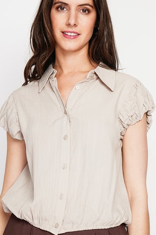 Linnen Blouse – indigoblauw - Beige