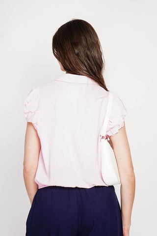 Linnen Blouse – indigoblauw - Lichtroze