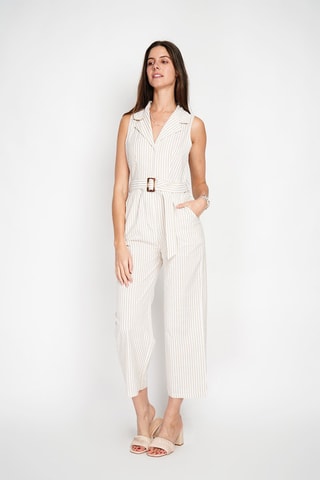 Mono de lino - Blanco y beige
