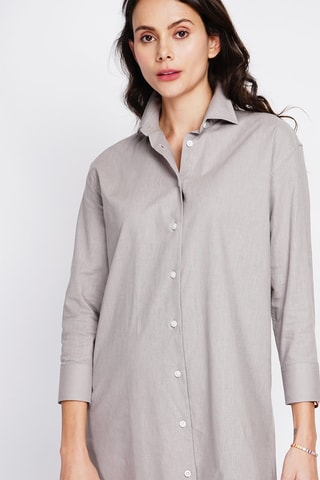 Vestido camisero de lino - Marrón
