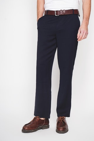 Pantalón recto de lino - Azul marino