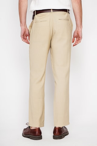 Pantalón recto de lino - Camel