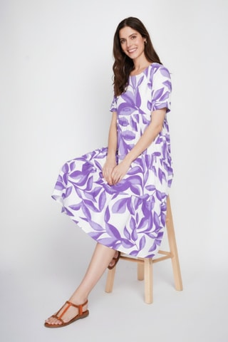 Vestido midi de lino - Violeta